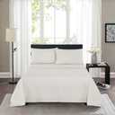 King Size Percale Bed Sheets, 200 Thread Count Cotton Polyester Blend Sheet Set,Wrinkle Free,Breathable,Crisp Refreshing Feeling, 60 Cotton 40 Polyester Cotton Rich Sheets 4 PC(Ivory,King)