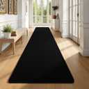 Runner Rug for Hallway, 2x10 Feet Non-Slip Washable Black Long Area Rug Runners for Hallways Bedroom, Soft Modern Comfy Memory Foam Runner Rugs Indoor Carpet for Kitchen Entrance Living Room