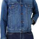 Amazon Essentials Unisex Kids' Kids' Unisex Medium Stretch Regular-Fit Denim Trucker Jacket, Classic Medium Wash, Medium