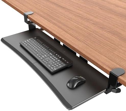 UPGRAVITY Extra Large Keyboard Tray Under Desk - Slide Out with Sturdy C-Clip Mount System, 31.5" (35.8" Including Clamps) x 11.8" Put-Out Keyboard Tray Computer Drawer for Ergonomic Typing, Black