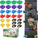 TOPNEW 20 Ninja Tree Climbing Holds for Kids Climber, Adult Climbing Rocks with 6 Ratchet Straps for Outdoor Ninja Warrior Obstacle Course Training