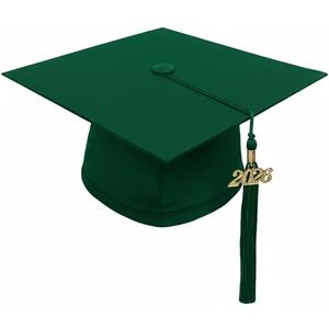 CLERKMANS Graduation Cap with Tassel Includes 2026 Date Drop - 6 Hang Loop - One Size Fits All (Hunter Green)