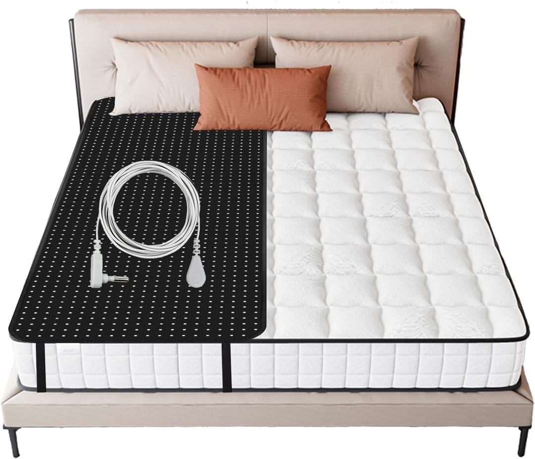 Grounding Mat, Grounding Mat for Bed with Grounding Cord, Soft PU Leather Grounding Sleep Mat, Grounding Mat for Better Sleep (27x78 Inch)