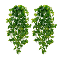BLEUM CADE Fake Hanging Plants, 2pcs Artificial Hanging Plant, Faux Pothos Vines Hanging Plant Greenery for Wall Home Living Room Indoor Outdoor Decor (No Baskets)