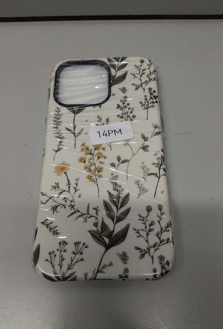 3 x Gihklty Compatible for iPhone 14 Pro Max Case, Cute Green Plants Floral Pattern Case for Women,with Shockproof TPU and Hard PC 2-Layer Protective Cover Designed for iPhone 14 Pro Max 6.7"-Green Yellow