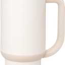 Ello Oasis 30 oz Tumbler with Handle & Retracting Straw | Reusable Insulated Stainless Steel Cup 100% Leakproof, Gifts for Teens Women Men | Keeps cold for 24 Hours, Cup Holder Friendly, Cream Tonal (40 Ounces)