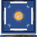 Mahjong Mat for Table 33''x33'', Non-Slip Mahjong Cloth Cover with Game Rules, Mahjong Tablecloth for Poker, Board Games Table Mat, Card Games, Tile Games, Dominoes (Blue)