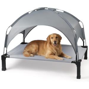 Heeyoo Elevated Dog Bed with Removable Canopy, Portable Dog Cot with Sun Protection Shade Tent, Raised Pet Cooling Cot Bed for Dogs, 51in