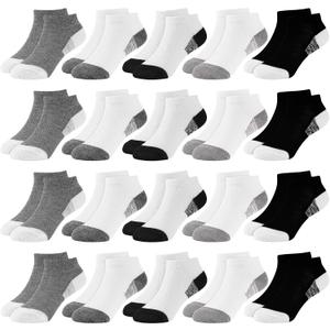 20 Pairs Toddler Socks for Kids Boys Ankle Low Cut Sock 1-14 Years Old (White, S)