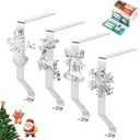 Christmas Stocking Holders for Mantle, Reusable No-Damage Hooks with Fireplace Grip Stand, Xmas Decoration Set for Hanging Stockings on Shelves, Mantel Clips for Holiday Party Home Decor Silver