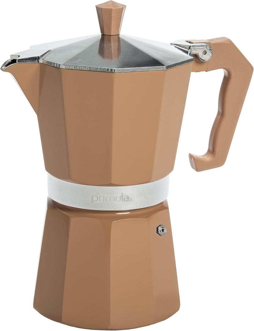Primula Classic Stovetop Espresso and Coffee Maker, Moka Pot for Italian and Cuban Caf Brewing, Greca Coffee Maker, Cafeteras, 6 Espresso Cups, Caramel