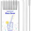 HeykirHome 4-Pack Reusable Glass Straw, Size 8.5''x10 MM,Including 2 Straight and 2 Bent with 2 Cleaning Brush- Perfect For Smoothies, Tea, Juice