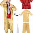Cotwinter 5 Pcs Halloween Future Costume Adult Emmett Brown Costume Scientist Set for Halloween Cosplay Party(XL)