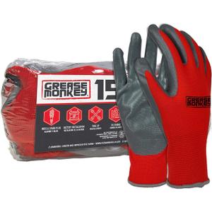 GREASE MONKEY Nitrile Coated Work Gloves - 15 Pairs - Size Large