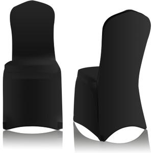 EMART Black Chair Covers 100 Pcs Spandex Stretch Universal Standard Seat Slipcovers Fitted for Wedding Bulk, Party, Banquet and Holidays Celebration