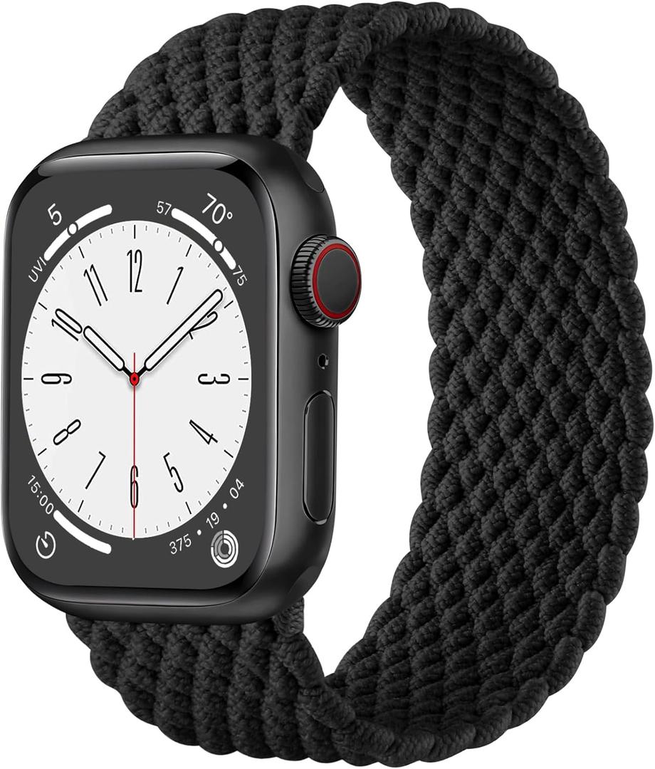 Zedoli Braided Solo Loop Bands Compatible with Apple Watch Band 38mm 40mm 41mm 42mm 44mm 45mm 46mm 49mm Women Men, Stretchy Nylon Sport Elastic Strap for iWatch Series 11 10 9 8 7 6 5 4 3 2 1 SE Ultra (Black)