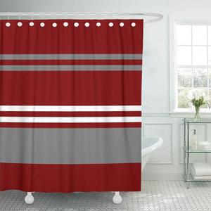 Shower Curtain Crimson Red Grey and White Brick 72"x78" Home Decor Waterproof Bath Bathroom Curtain Set with Hooks (72"W x 78"L (Pack of 1))