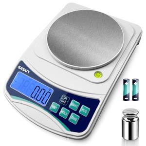 Digital Lab Scale 1000g x 0.01g oz/g/ct/DWT/tl/gn/ozt Precision Electronic Scientific Scale Analytical Balance for Laboratory Jewelry Kitchen, Includes 100g Weight and 2 x AAA Batteries