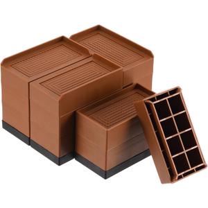 uxcell 4-Pack Rectangle Bed Risers, 4.33 Inch L-Edge Heavy Duty Adjustable Furniture Risers for Bed Sofa Table and Couch Lift (Brown)