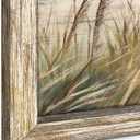 Beach Coastal Framed Wall Art: Ocean Sea Bird Seagull Painting Picture Wooden Peaceful Seaside Sand Seascape Artwork Print Decor for Bedroom Living Room Office