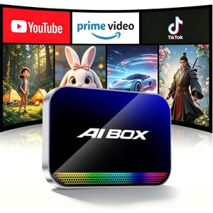 Magic AI Box, Wireless CarPlay Android Auto Adapter with Net-Flix YouTube TikTok, Built-in Play Store and Screen Mirroring, Plug and Play Video Adapter for OEM Factory Wired CarPlay Vehicles