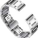 BINLUN Stainless Steel Watch Band, Heavy Duty Metal Replacement Strap with Polished & Matte Brushed Finish for Men and Women, 16mm-26mm(Brushed Finish Silver,26mm)