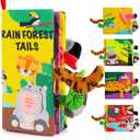 Beiens Soft Toys Baby Cloth Books, Touch and Feel Crinkle Books for Babies, Infants & Toddler, Early Development Interactive Car Toys & Stroller Toys for Boys & Girls (Rainforest Tails-1 Book)