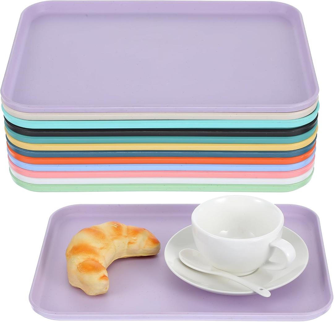 12 Pack Plastic Art Trays, Stackable Craft Organizer Tray & Fast Food Serving Platter for DIY Projects, Painting, Beads & Home Use