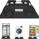 Mini Fridge Stand with Silicone Drip Tray, Universal Adjustable Base with 12 Strong Feet, 23.6" x 23.6" Mini Fridge Mat, Suitable for Small Refrigerator, Portable Compact Washer or Dryer, Black