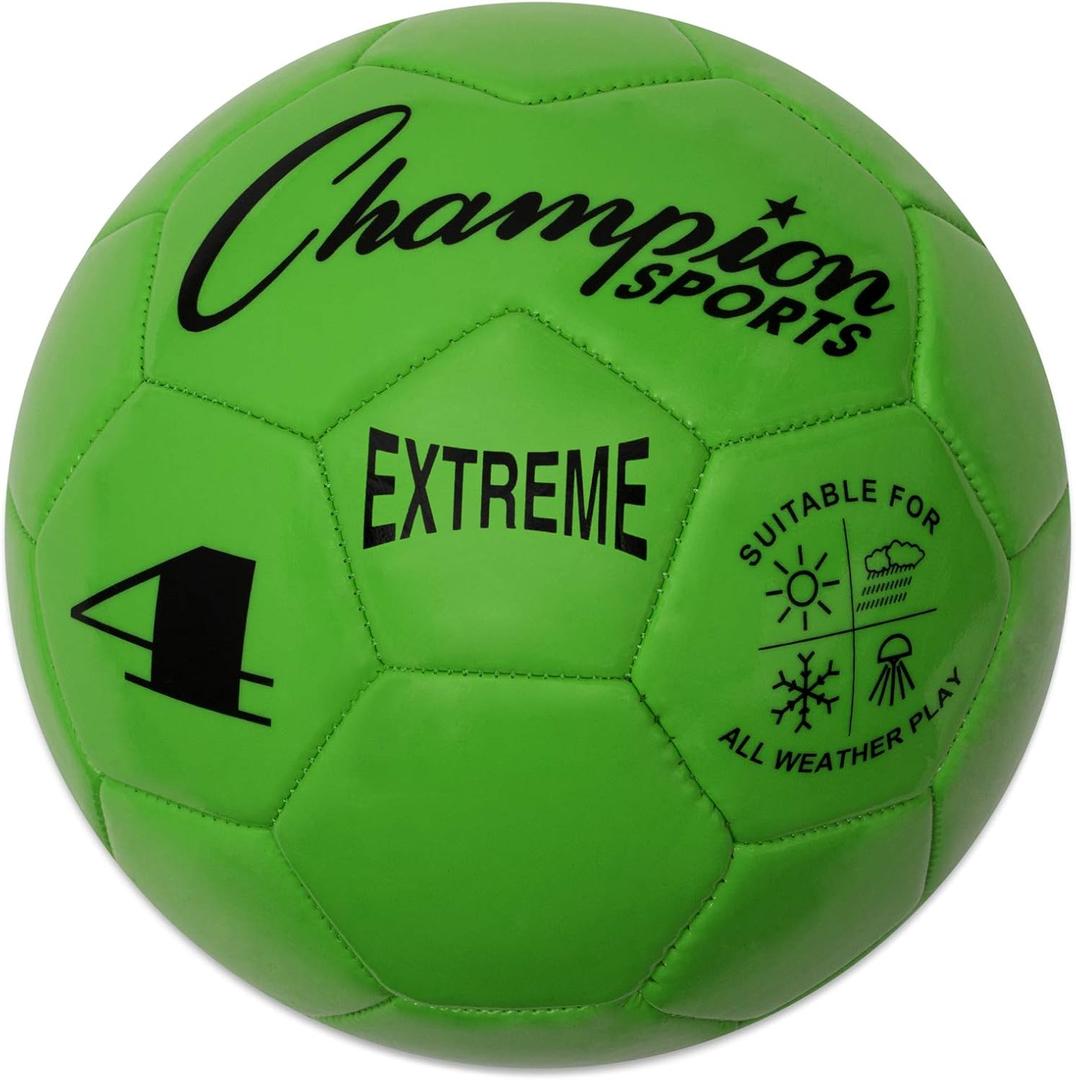 Champion Sports Extreme Series Soccer Ball  Sizes 3, 4, 5, Soft Touch, All Weather, High Air Retention, Youth & Adult League Balls for Training, Games, Outdoor & Indoor Play, Multiple Colors (Green)