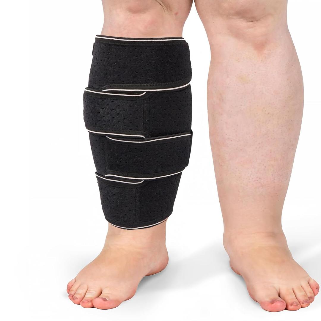 Plus Size Calf Compression Wrap For Severely Swollen Calves With Lymphedema, Big Calf Brace Increases Circulation & Reduces Muscle Swelling for Women and Men (Short, 2XL)