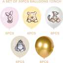 30pcs Classic Winnie Baby Shower Decorations, 12 Inch Winnie Bear Balloons Arch Kit, 5 Designs Neutral Gender Party Supplies for Birthday Gender Reveal Newborn Celebration