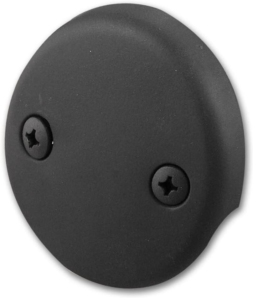 Dual Hole Bathtub Drain Overflow Plate with Two Matching Screws, Easy to Install, Matte Black