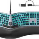seenda 7-Color Backlit Wired Ergonomic Keyboard, KUW01 USB & Type-C Wired Split Keyboard, Cushioned Wrist Rest, Full Size with NumPad, Compatible for Windows, macOS, PC, Laptop, MacBook - Black Gray