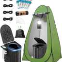 Portable Toilet with Privacy Tent Urine Gel & Leak-Proof Bags, Camping Lantern – Odorless Camping Toilet for Adults & Kids, Outdoor Travel Potty