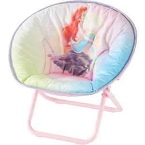 Disney Little Mermaid Toddler Saucer Chair,19” Folding Kids Chair with Cushion, Portable Lounge Seating, Ages 3+, 17.3 inches x 19.7 inches x 18.9 inches