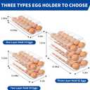 MesRosa Egg Holder for Fridge, Automatic Rolling Egg Organizer for Refrigerator, Clear Plastic Egg Container & Tray, Stackable Dispenser and Storage Bin with Sturdy Lid to Saving Space -2 Layer