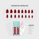 BTArtbox Press On Nails Almond - Pastel Red Short Press On Nails with Glue for Women, Opaque Soft Gel Glue On Nails in 16 Sizes - 32 Stick On Nails Kit, Power Suit