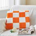 BEDELITE Checkered Twin Blanket for Couch Bed, Soft & Cozy Fleece Flannel Blanket with Checkerboard Grid Home Decor, Checkered Orange Tennessee Blanket, 60x80 Inches