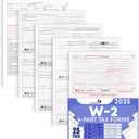 W2 Tax Forms for 2025 4 Part, IRS-Compatible 4 Part W2 Tax Forms for 25 Employees - Kit of Laser Forms with 3 W3s, Compatible with Quickbooks Software & Laser, Inkjet Printers,