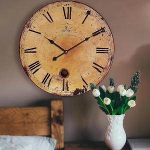 Rustic Large Wall Clock Silent Battery Operated for Farmhouse Livingroom,24 Inch Vintage Wall Clock Non-Ticking for Kitchen Bedroom Home School