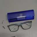 VisionGlobal Blue Light Blocking Glasses for Women Men, Square Frame Computer Reading Glasses(Clear Blue,+1.75 Magnification)
