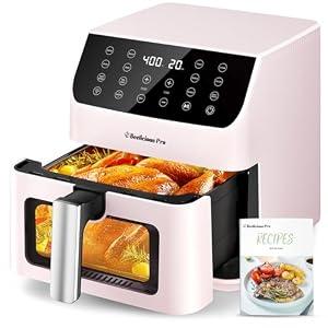 Beelicious Large AirFryer Machine, 12-in-1 Digital Airfryer with Window, Dishwasher Safe, 5.8Qt, 40+ Recipes, Flavor-Lock Tech, Shake Reminder, Compact, Quiet, Nonstick Air Fryers. Black, 14.56*12.44*13.56 inch