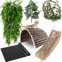 RUNANIA Bearded Dragon Tank Accessories, Reptile Mat Hammock Plants Bridge Jungle Climber Vines Terrarium Decorations for Bearded Dragon Lizard Snake