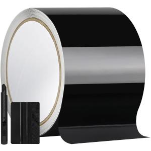 4IN X 30FT Gloss Black Vinyl Wrap for Chrome Delete Window Trim Car Door Sill Protector with Air Release Channel Including Vinyl Wrap Tool Kit