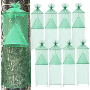 Qualirey 8 Pack Spotted Lanternfly Traps Lantern Fly Killer Mesh Tree Trap with Jute Rope and Nails Effective Way to Catch Lantern Flies and Nymphs (Green)