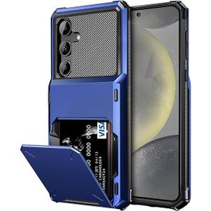 Vofolen for Samsung Galaxy S24 Wallet Case with Card Holder, 4-Card Dual Layer Heavy Duty Shockproof Wallet Case, Hidden Flip Card Slot Large Storage Protective Case for Galaxy S24, 6.2'' Navy