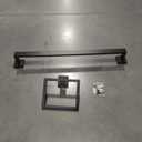 TQKAG 5-Pieces Matte Black Bathroom Hardware Accessories Set 23.6" SUS304 Stainless Steel Towel Bar Set Wall Mounted Square Toilet Paper Holder with Shelf