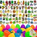 80pcs Italian Brainrot Easter Eggs with DIY Accessories and Keychains,Filled Easter Eggs Kids Classroom Gift Exchange Easter Egg Hunt Basket Stuffers Party Favors
