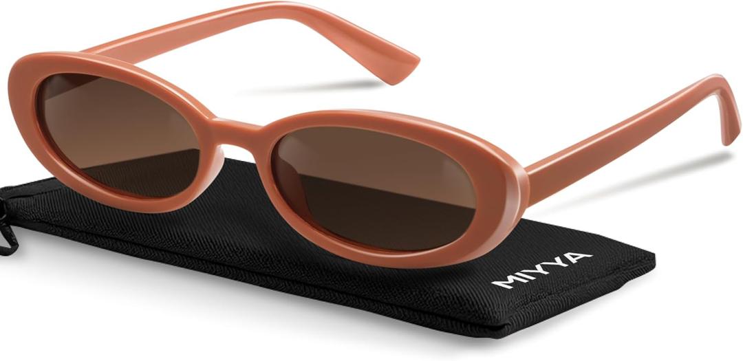 miyya Old Money Polarized Oval Sunglasses 2025 Edition, UV400 Protection, Feather-Light Fit & Trendy Colors (Pearl/Dark Brown)